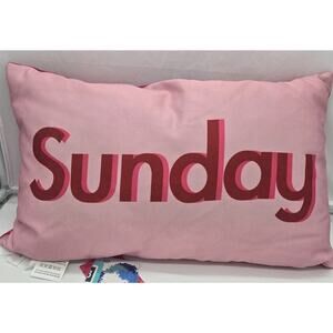 SUNDAY Pop Art Lumbar Pillow 18 X 11" Pink Velvety Soft Retro